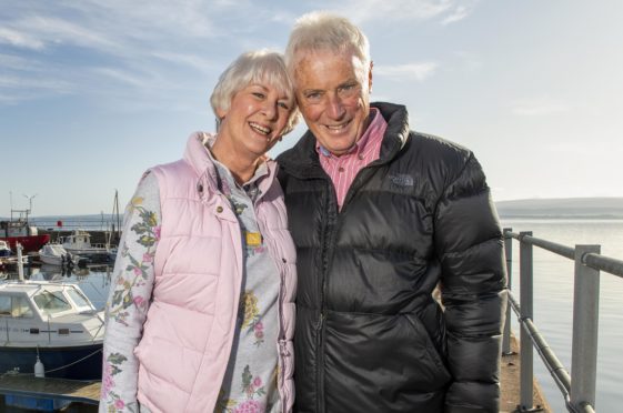 Brenda and Brian in their home village of Avoch before their wedding on Sunday