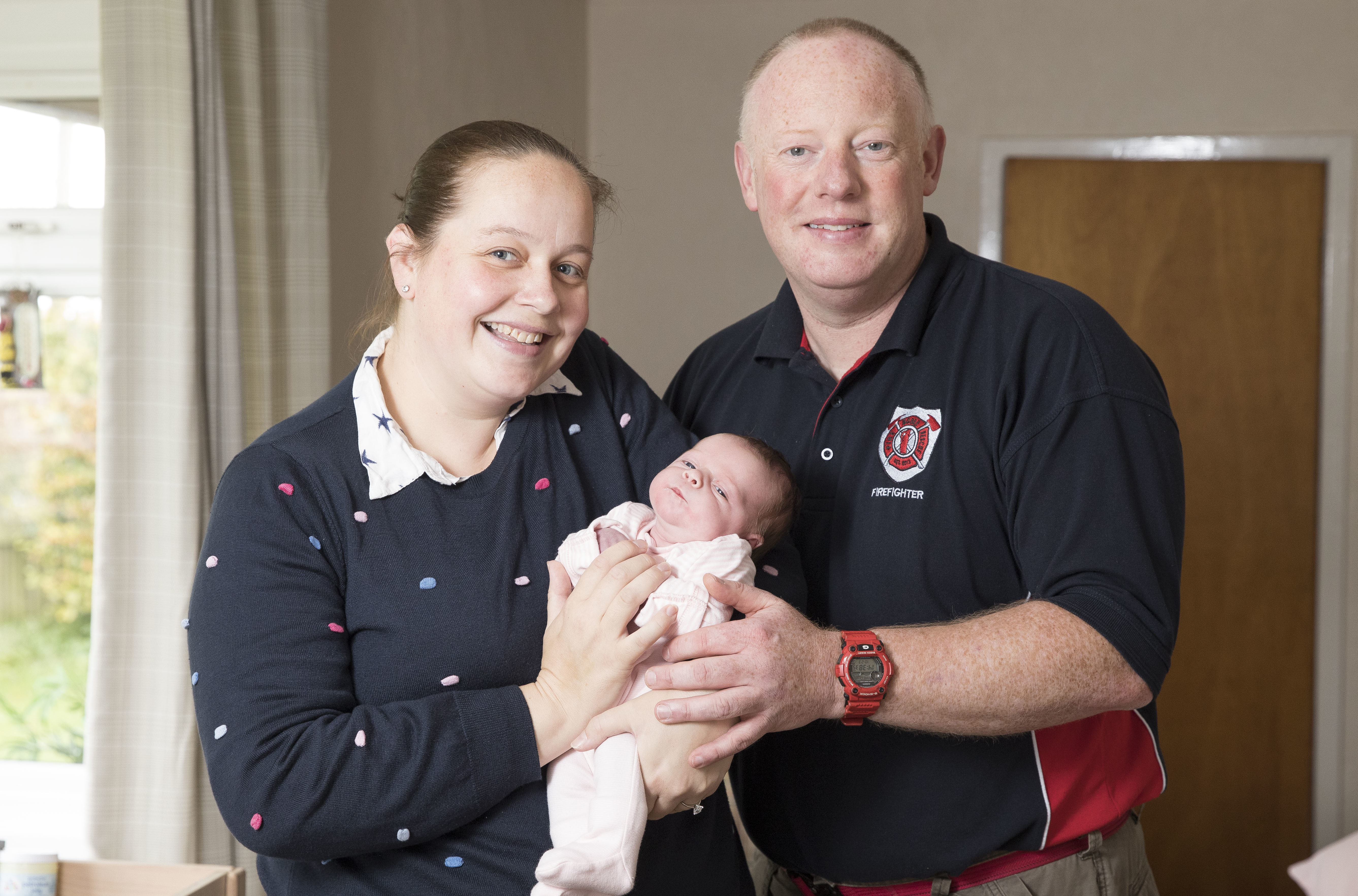 Helen and Paul Noble back home with baby Amber after an unexpected delivery