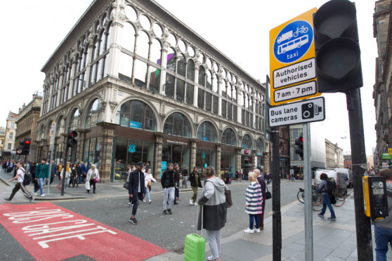 A bus gate in Glasgow city centre