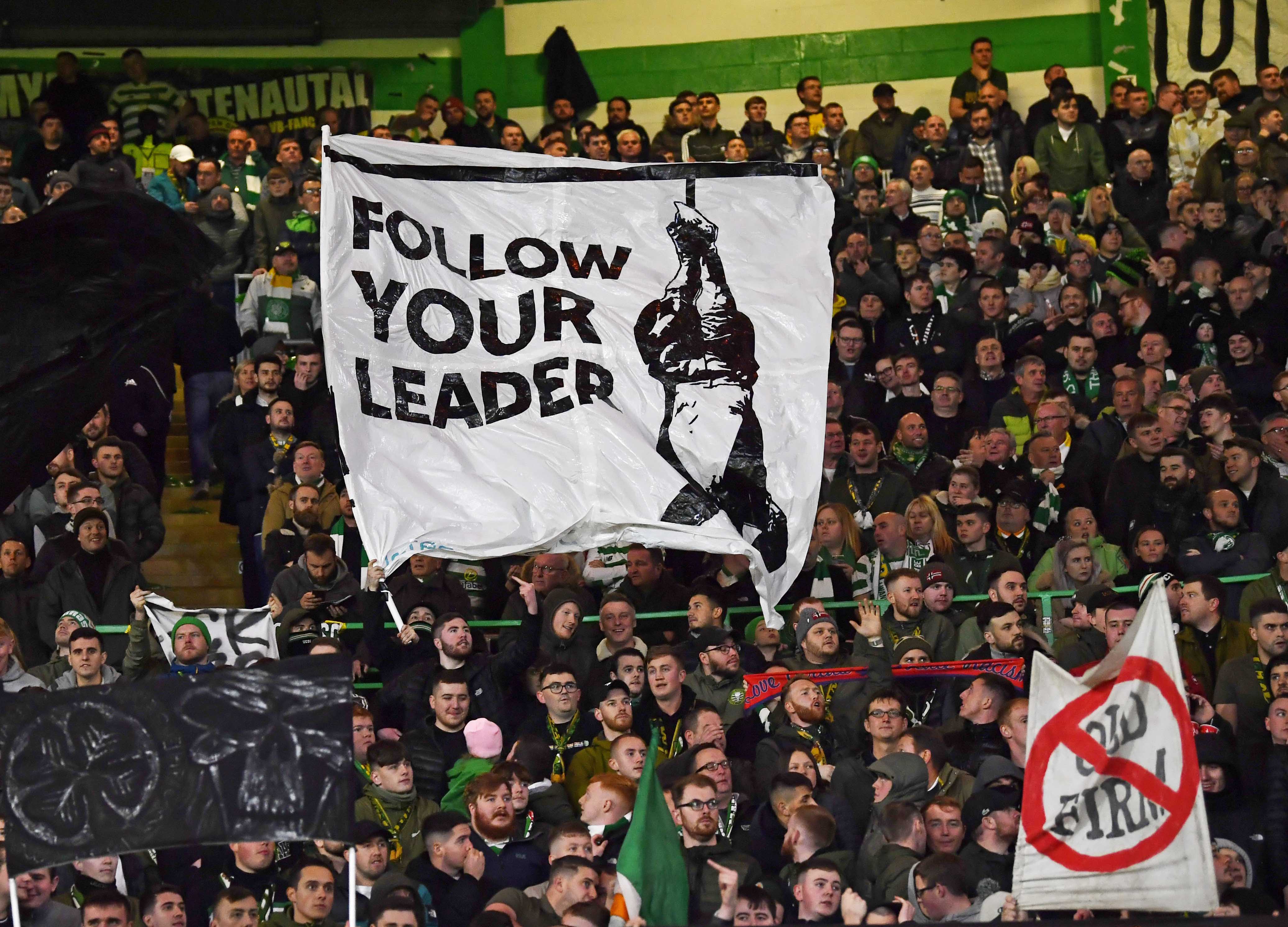 One of the banners at Celtic Park which once more alerted UEFA to the Green Brigade