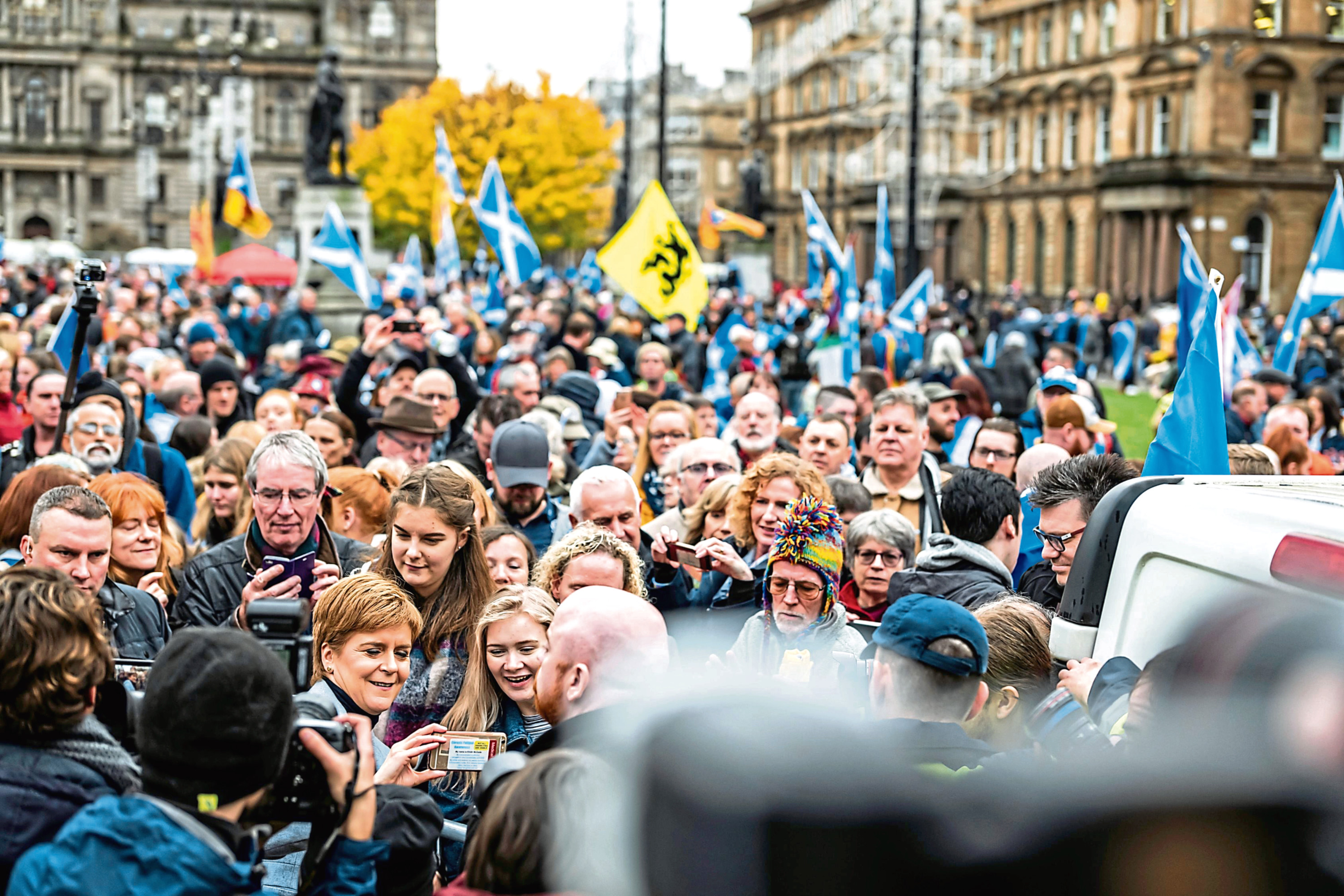 Nicola Sturgeon mingles with the crowd at George Square