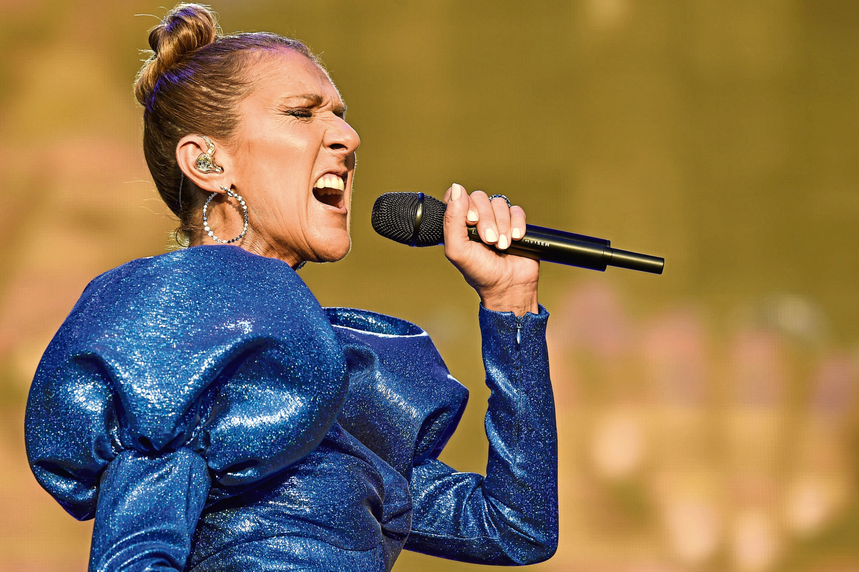 Celine Dion performing at a concert in Hyde Park in July