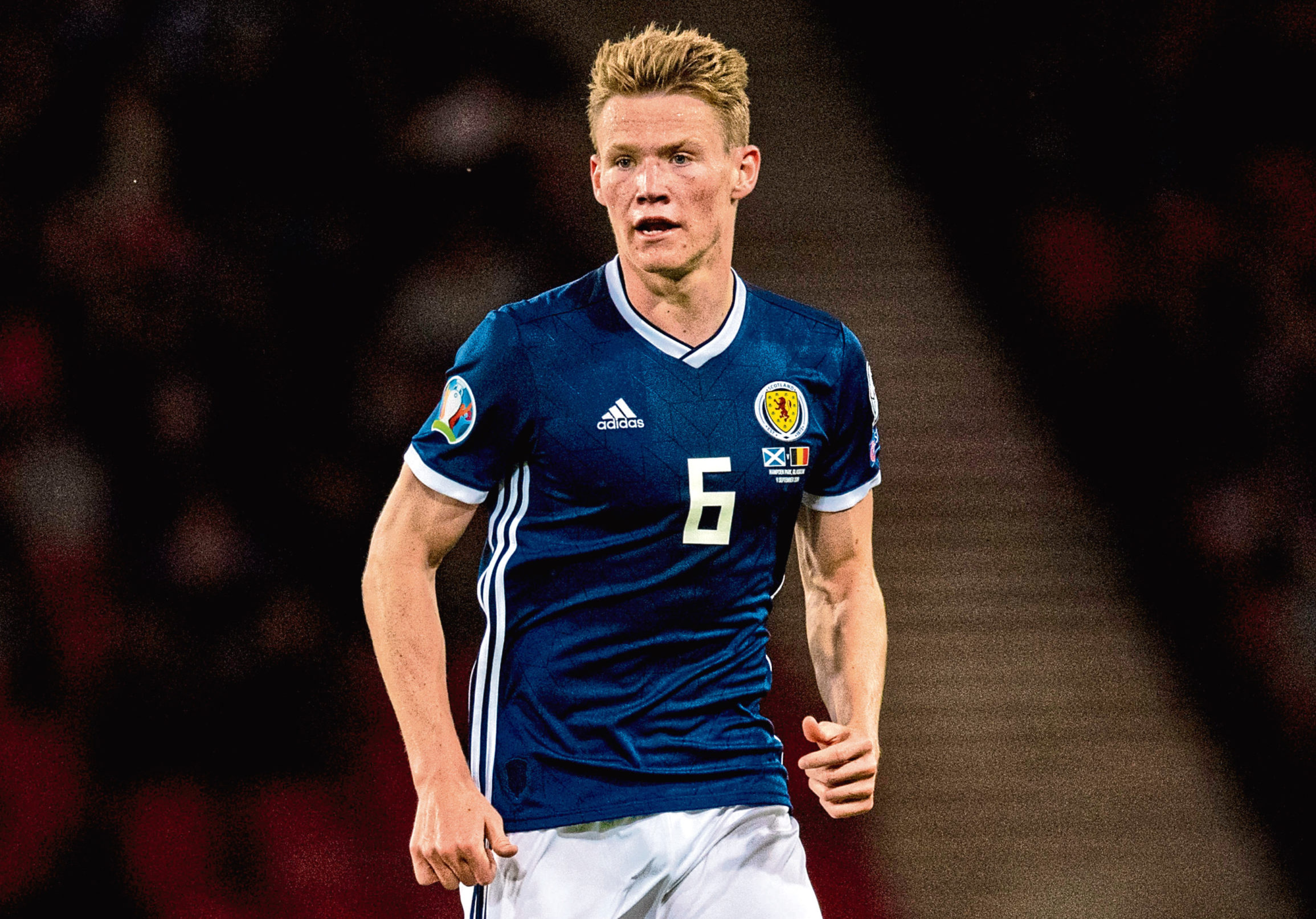 Scott McTominay in action for Scotland during a UEFA Euro 2020 qualifier between Scotland and Belgium, at Hampden Park, on September 9, 2019, in Glasgow, Scotland.