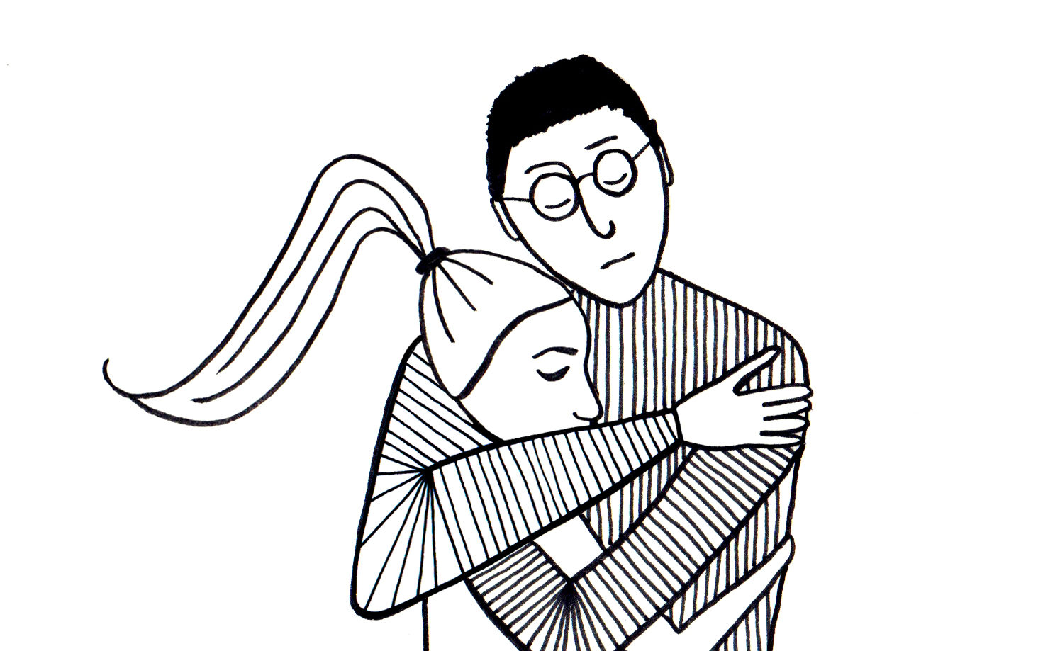 Hugging Em, an illustration from Mark Simmonds' book