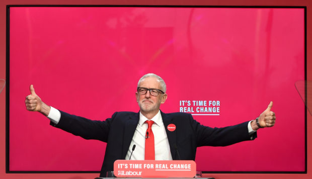 Labour Party leader Jeremy Corbyn during the launch of his party's manifesto in Birmingham