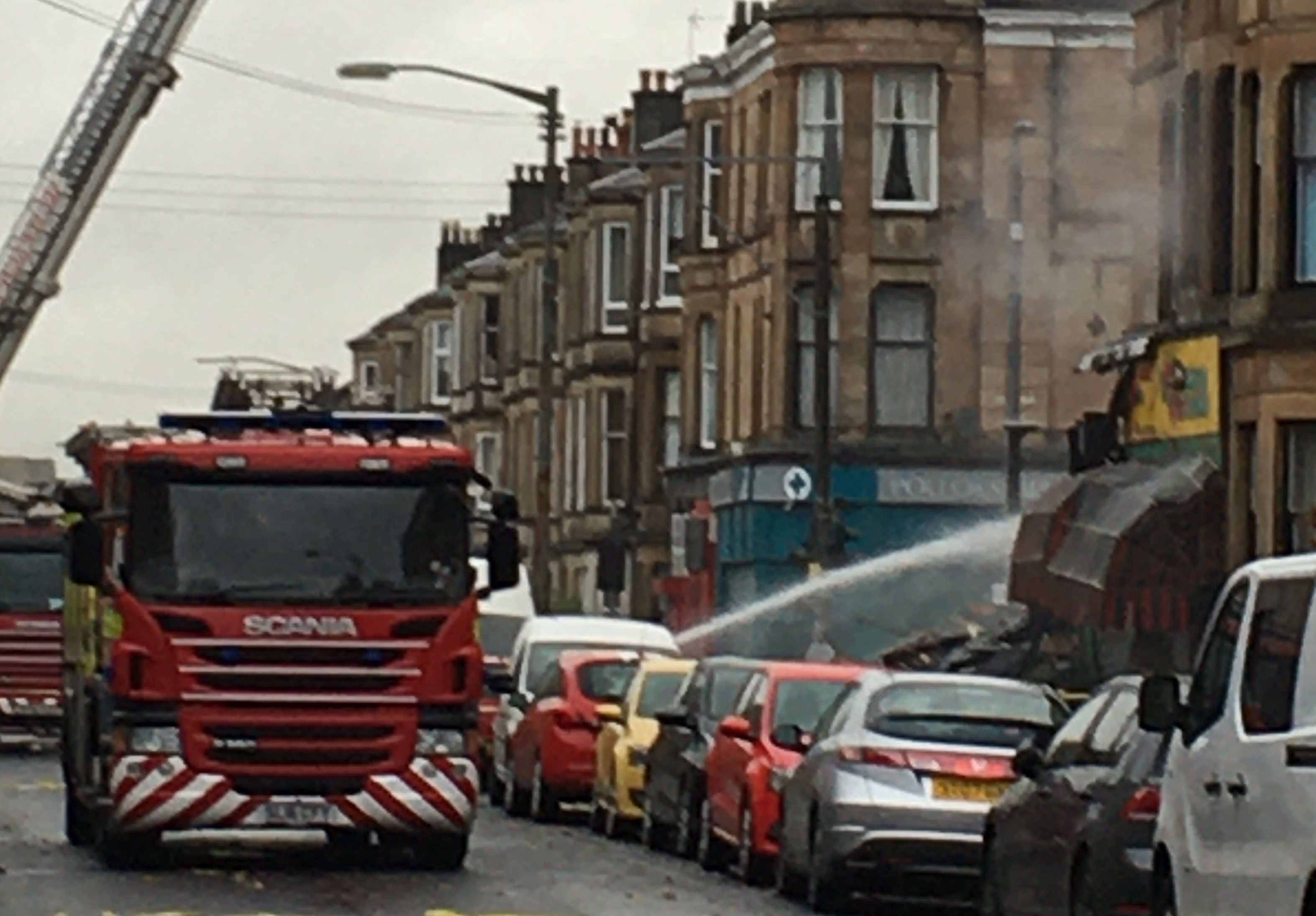 Firefighters were still at the scene on Tuesday afternoon carrying out an “extensive dampening down operation”