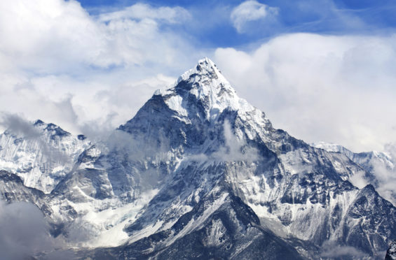 Ama Dablam Peak - view from Cho La pass, Sagarmatha National park, Everest region, Nepal. Ama Dablam (6858 m) is one of the most spectacular mountains in the world.