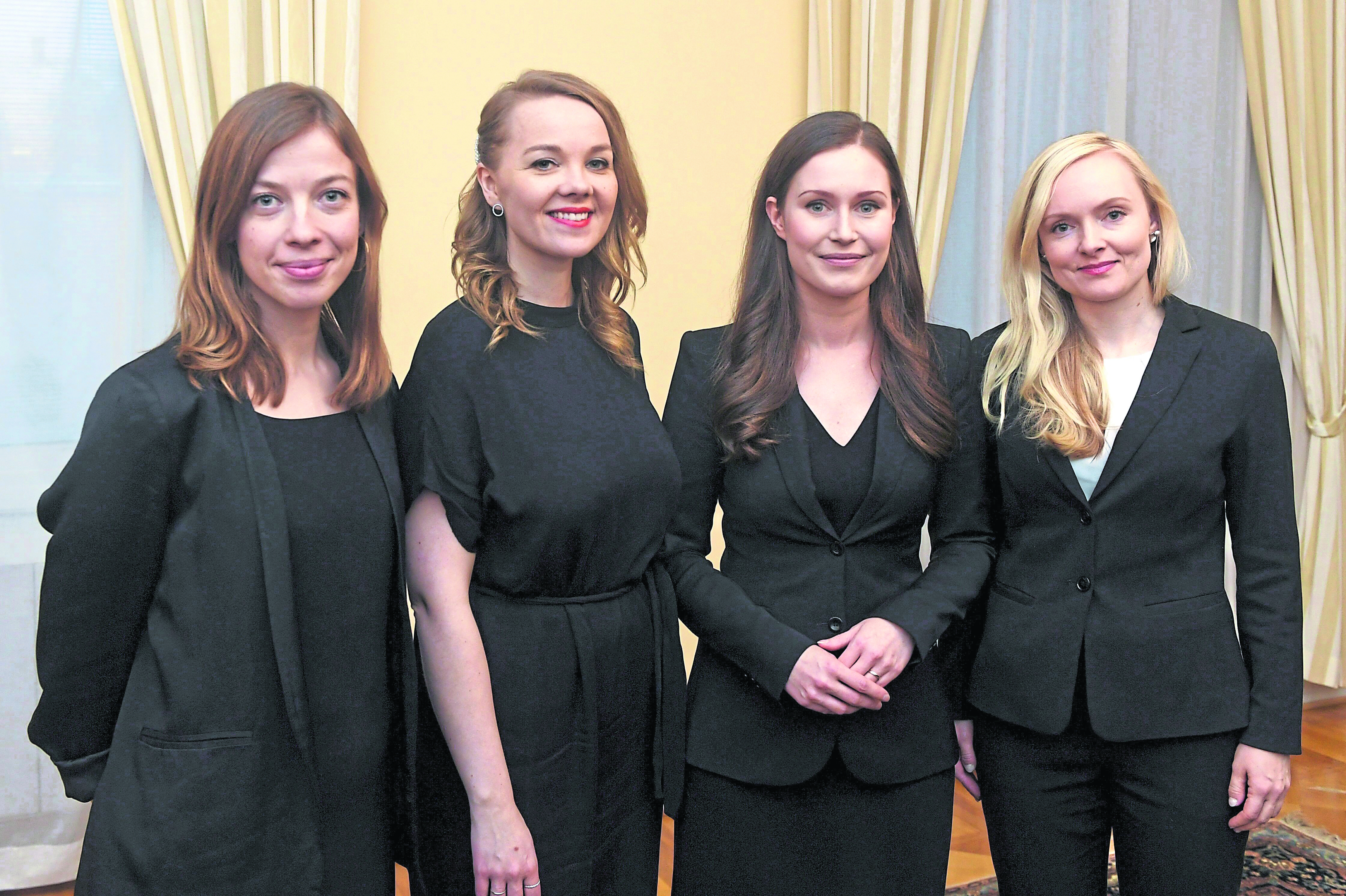 Left to right: Finnish education minister Li Andersson, finance minister Katri Kulmuni, PM Sanna Marin, and interior minister Maria Ohisalo