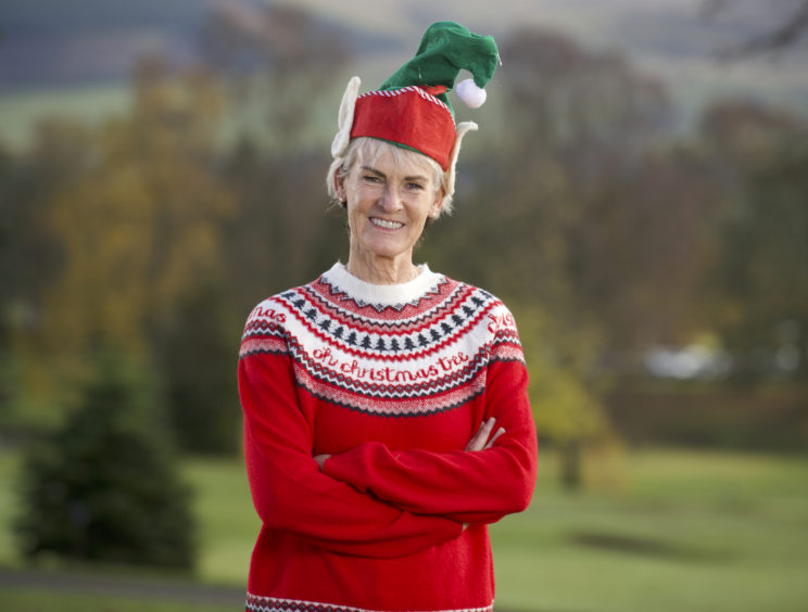 Judy Murray with a Christmas jumper for Save the Children Christmas jumper appeal.
