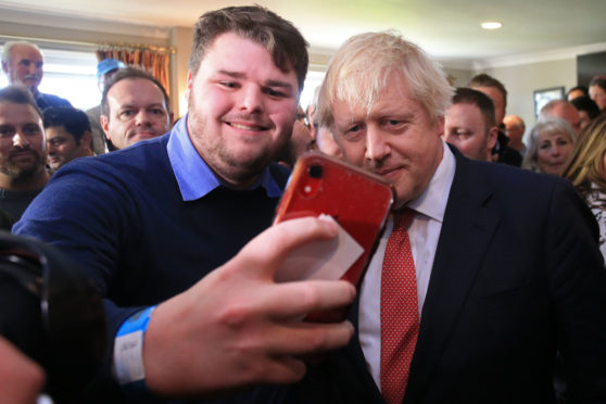 Boris Johnson poses for selfies in County Durham after his election win