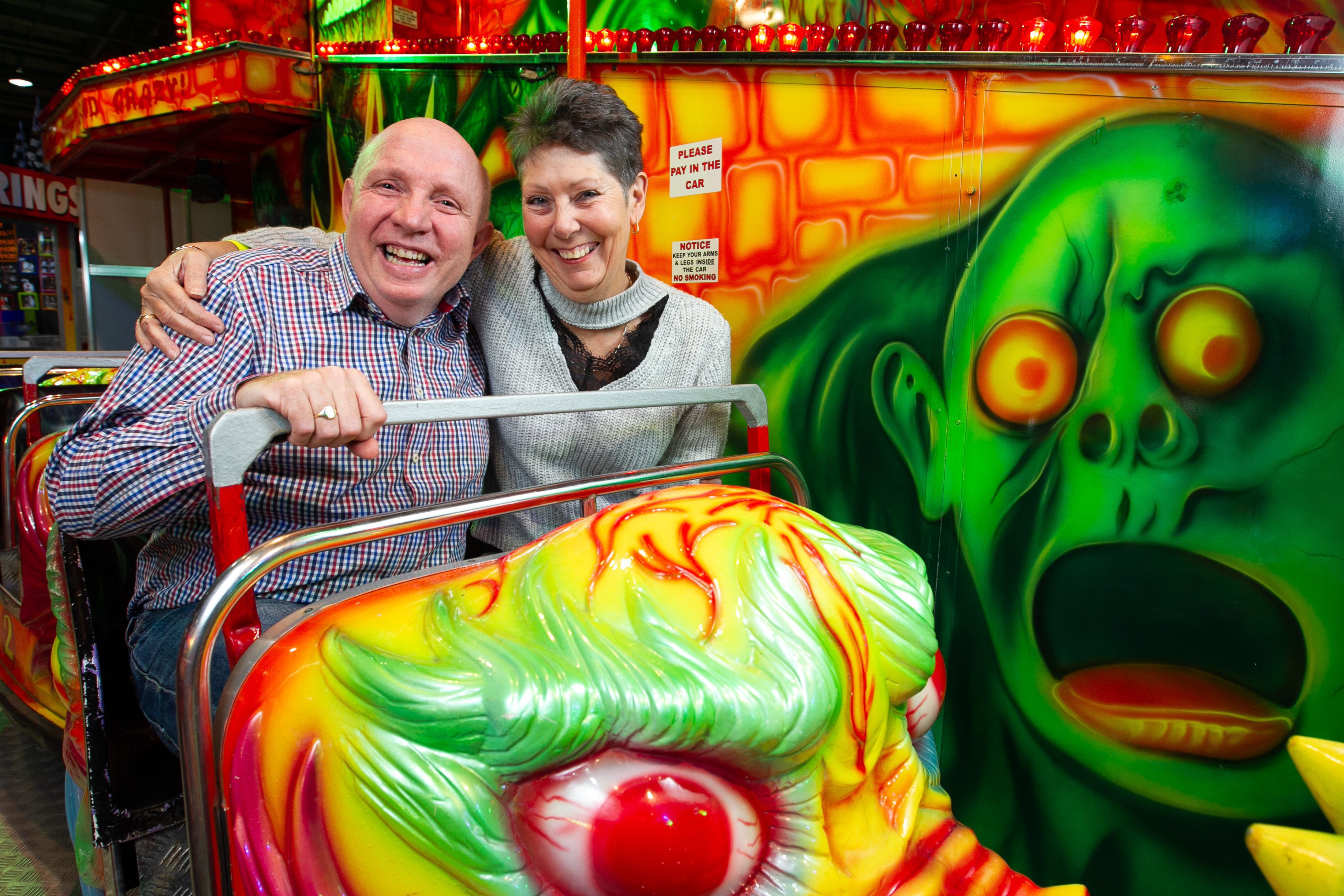 Mark and Kathy Mulholland on the Ghost Train at this year's Irn Bru Carnival