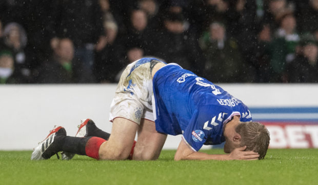 Rangers' Filip Helander suffers an injury during the Betfred Cup Final