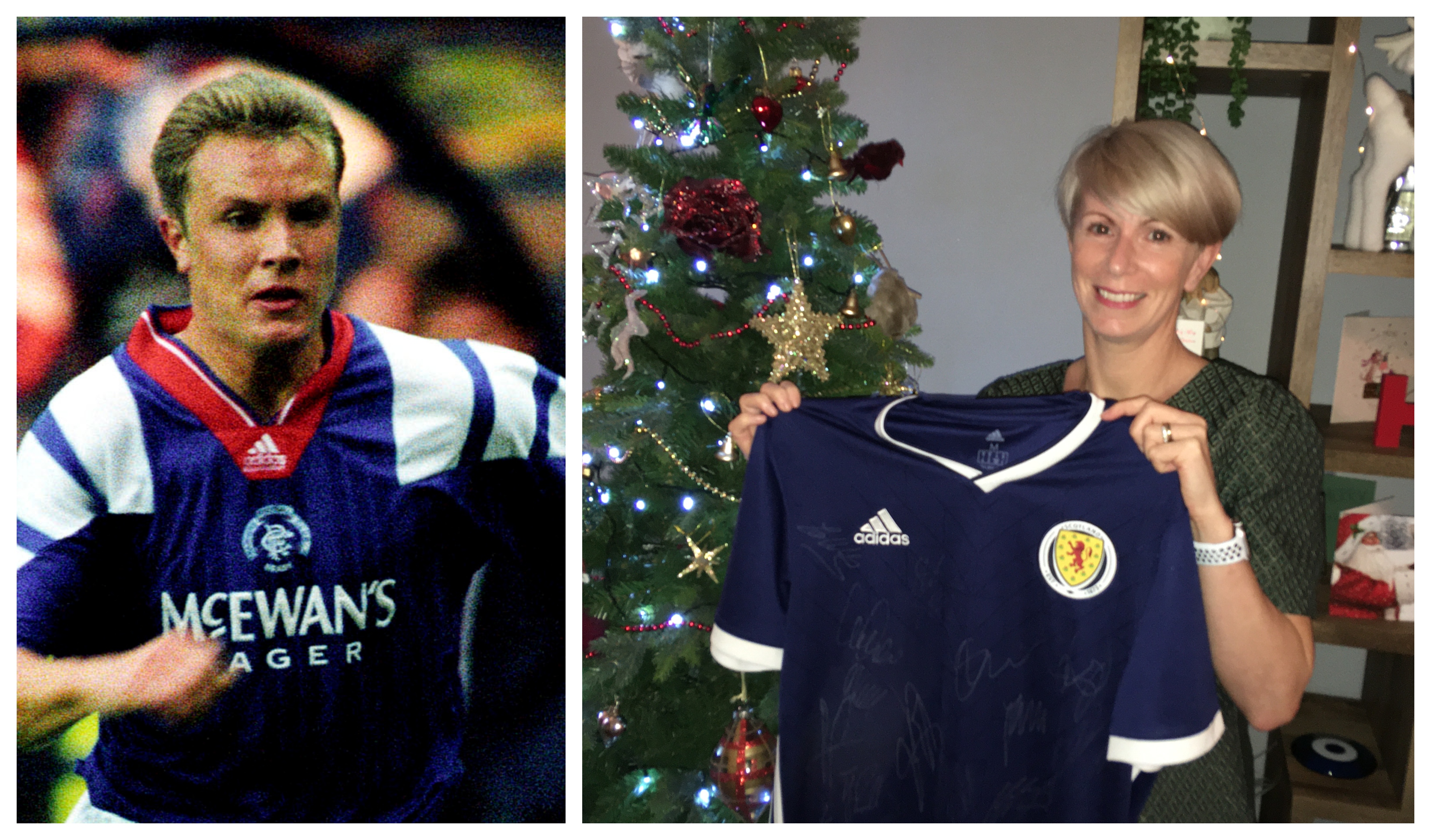 David Hagen’s sister, Kirstin Horner, shows off the signed Scotland top that will now take its place in his hospice room alongside the others from his club days, including a spell at Rangers