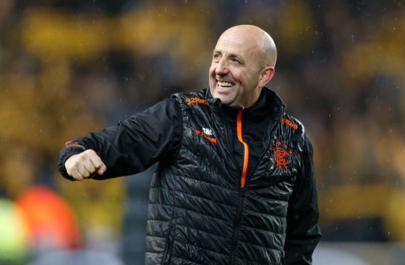 Rangers Assistant Manager Gary McAllister celebrates
