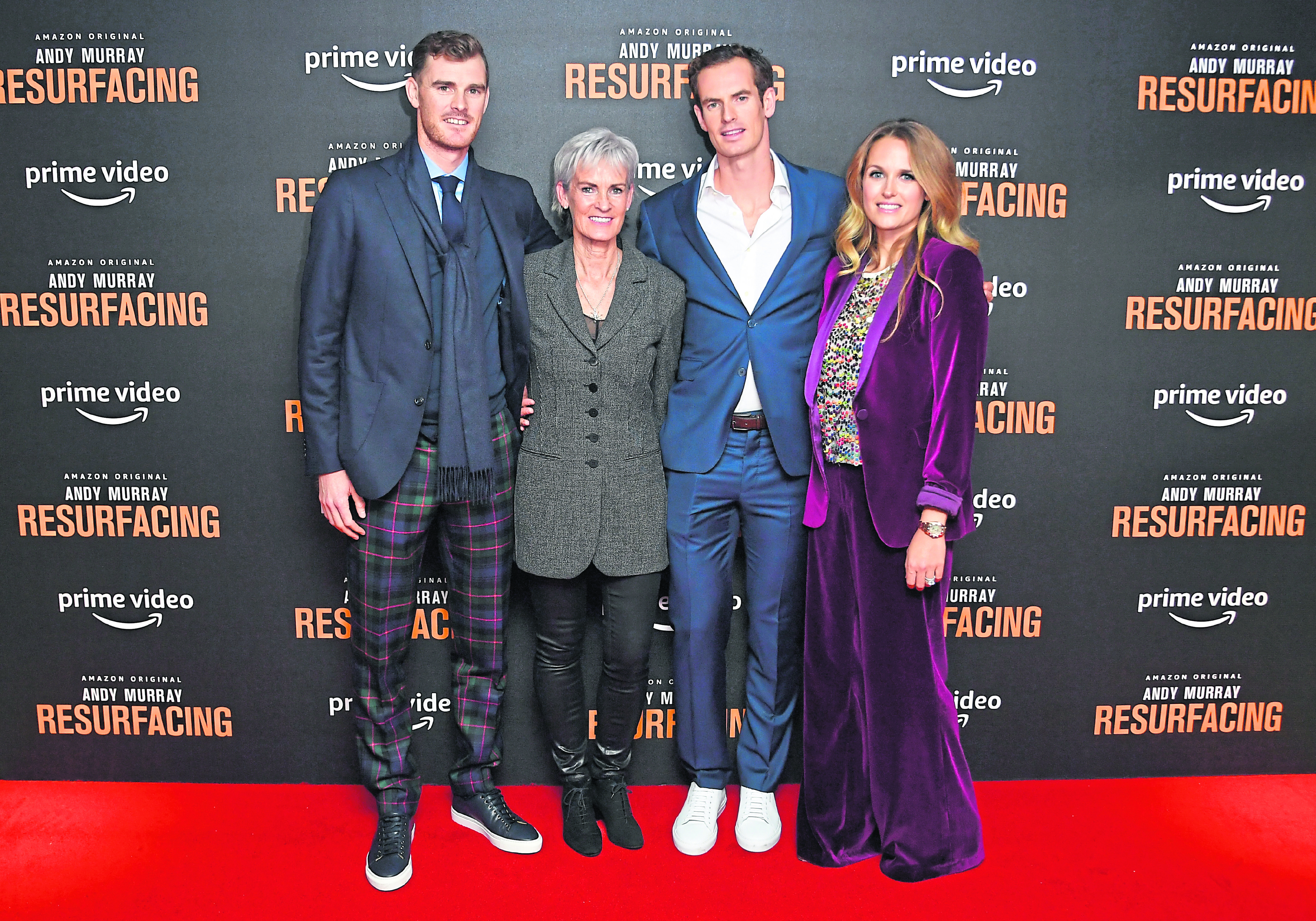 Jamie Murray, Judy Murray, Andy Murray and Kim Sears attend the "Andy Murray: Resurfacing" world premiere at the Curzon Bloomsbury on November 25, 2019.