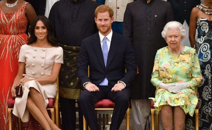 The Queen with the Duke and Duchess of Sussex
