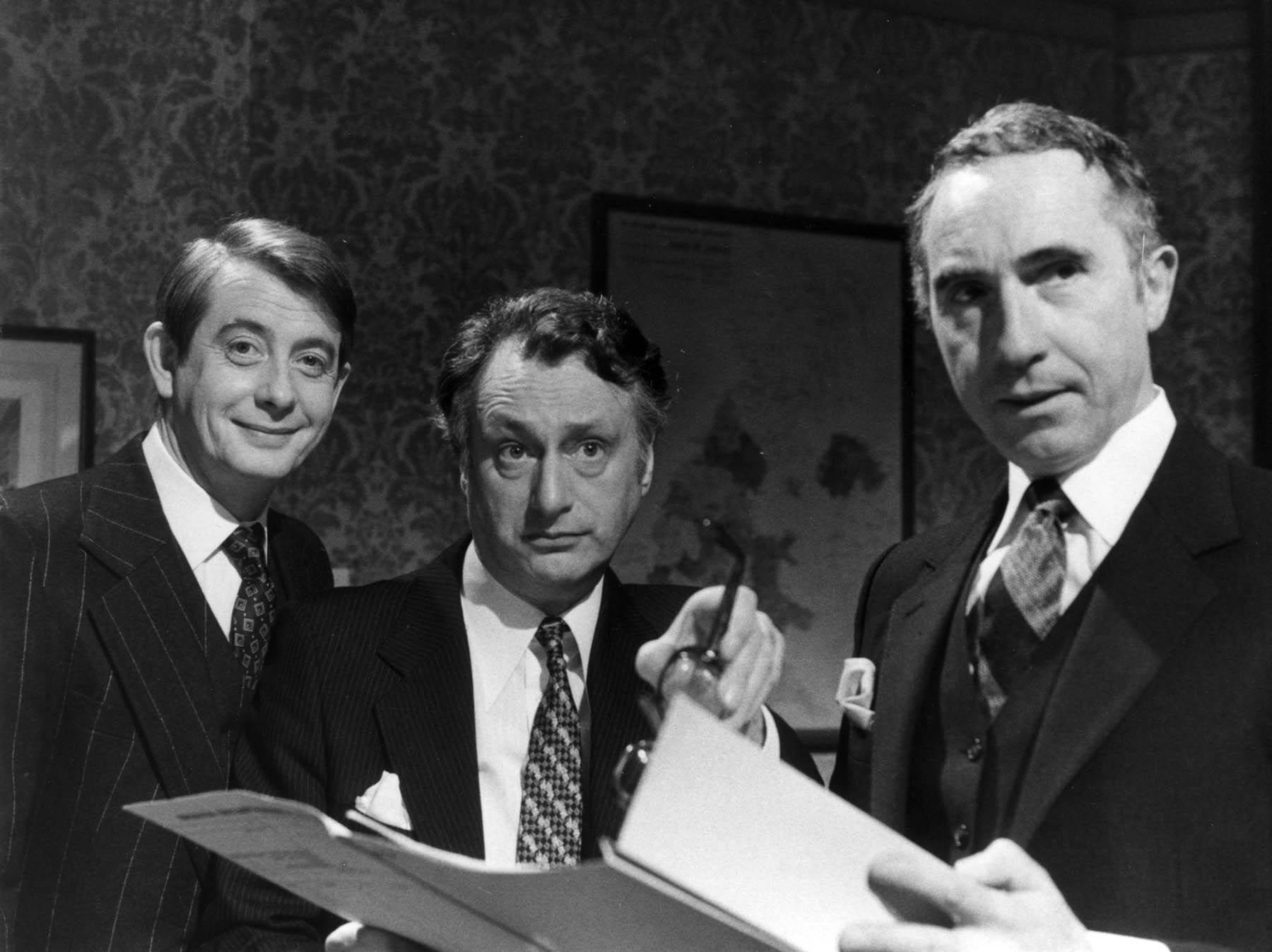 Derek Fowld (left) with Sir Nigel Hawthorne and Paul Eddington in Yes, Minister