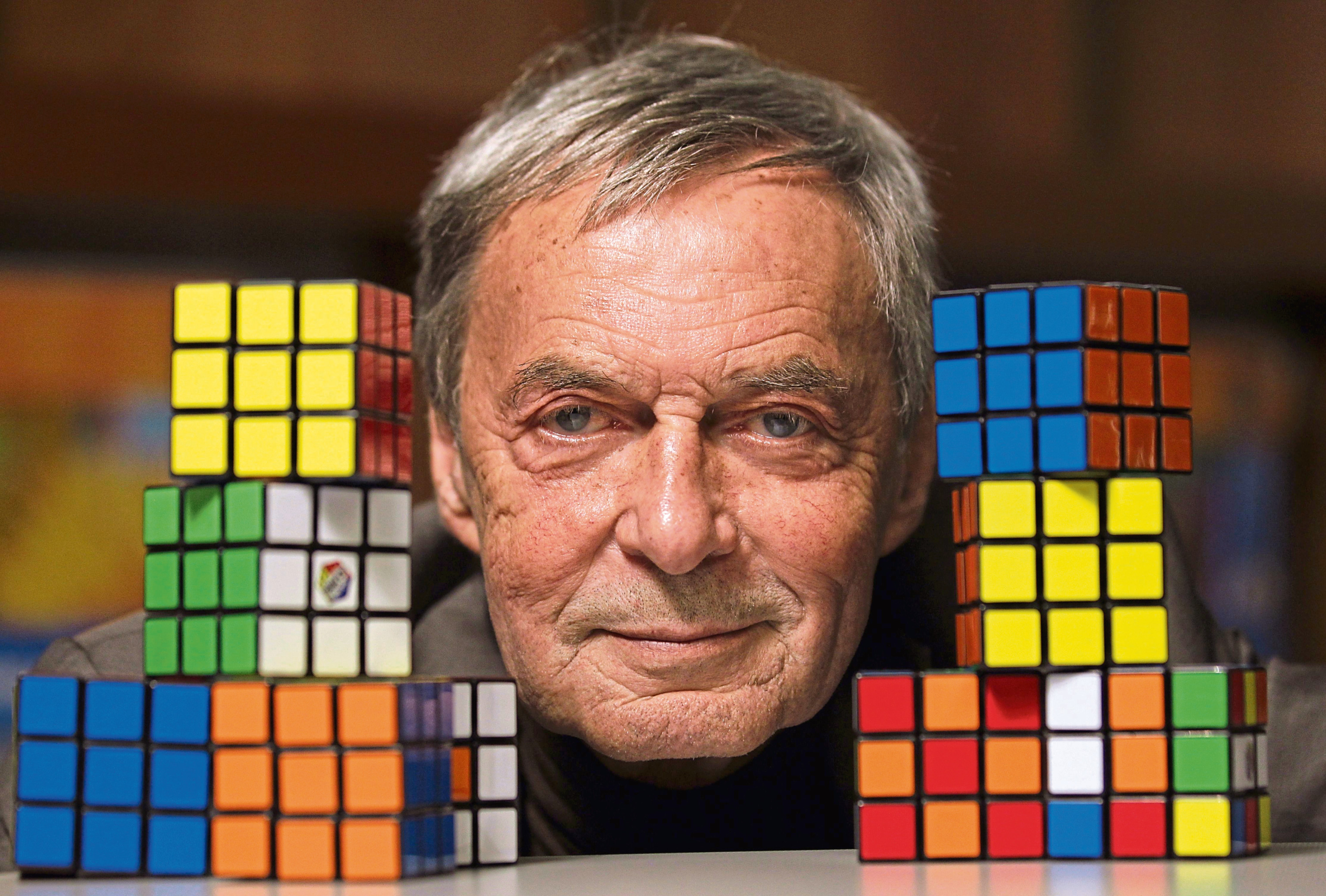 Erno Rubik with his famous invention