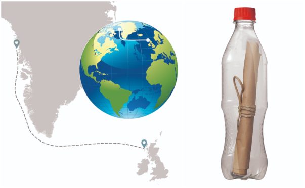 The bottle floated from Greenland to Scotland