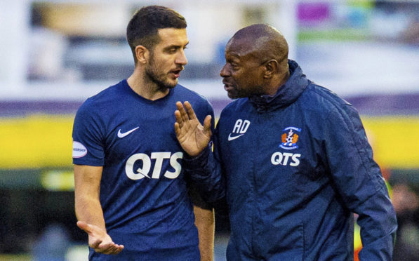 Kilmarnock's Gary Dicker with boss Alex Dyer