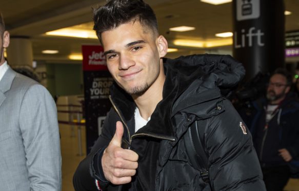 Ianis Hagi arrives at Edinburgh Airport yesterday