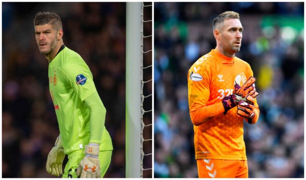 Celtic's Fraser Forster (left) and Rangers' Allan McGregor