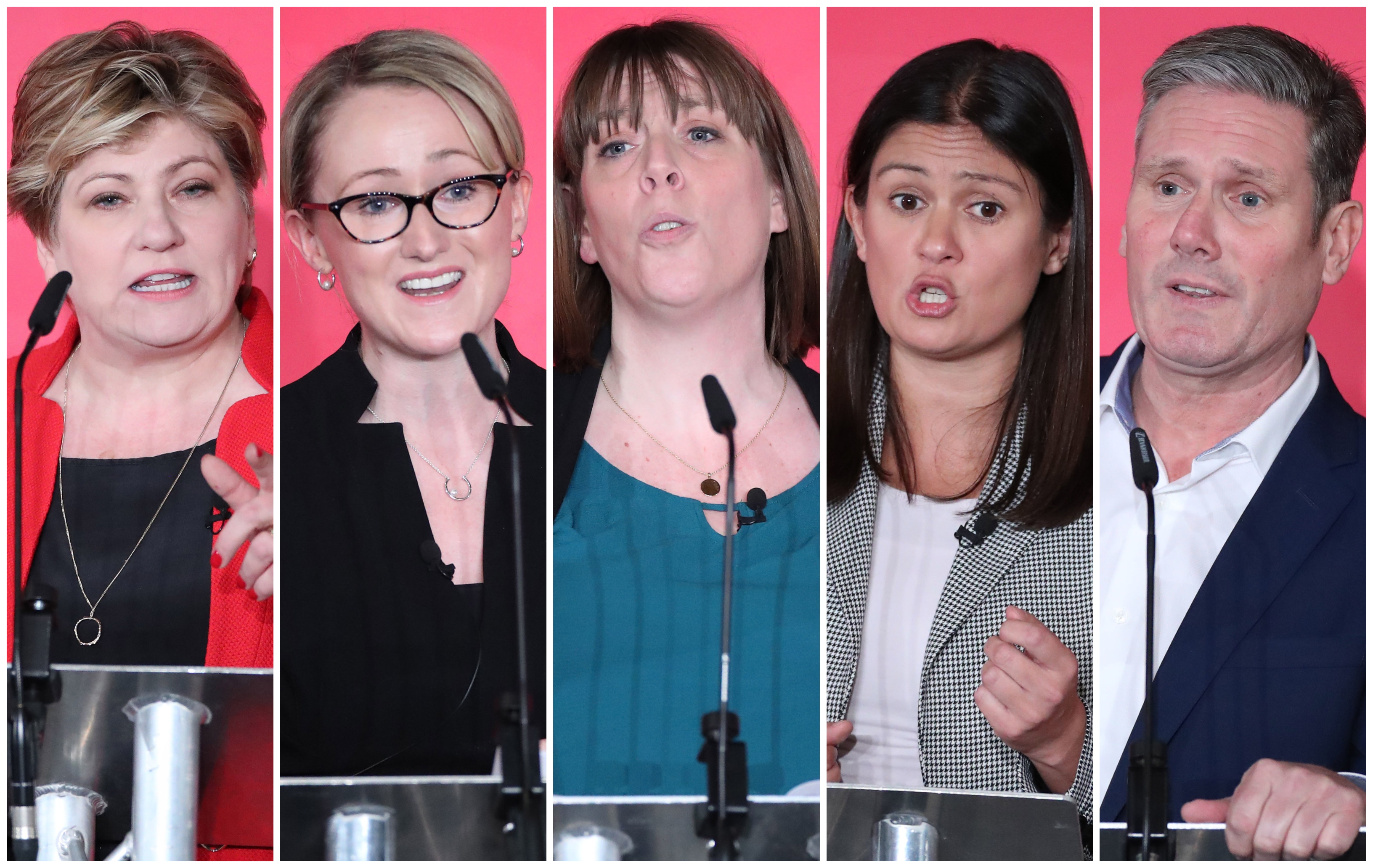 Labour leadership candidates are, from left: Emily Thornberry, Rebecca Long-Bailey, Jess Phillips, Lisa Nandy, and Keir Starmer