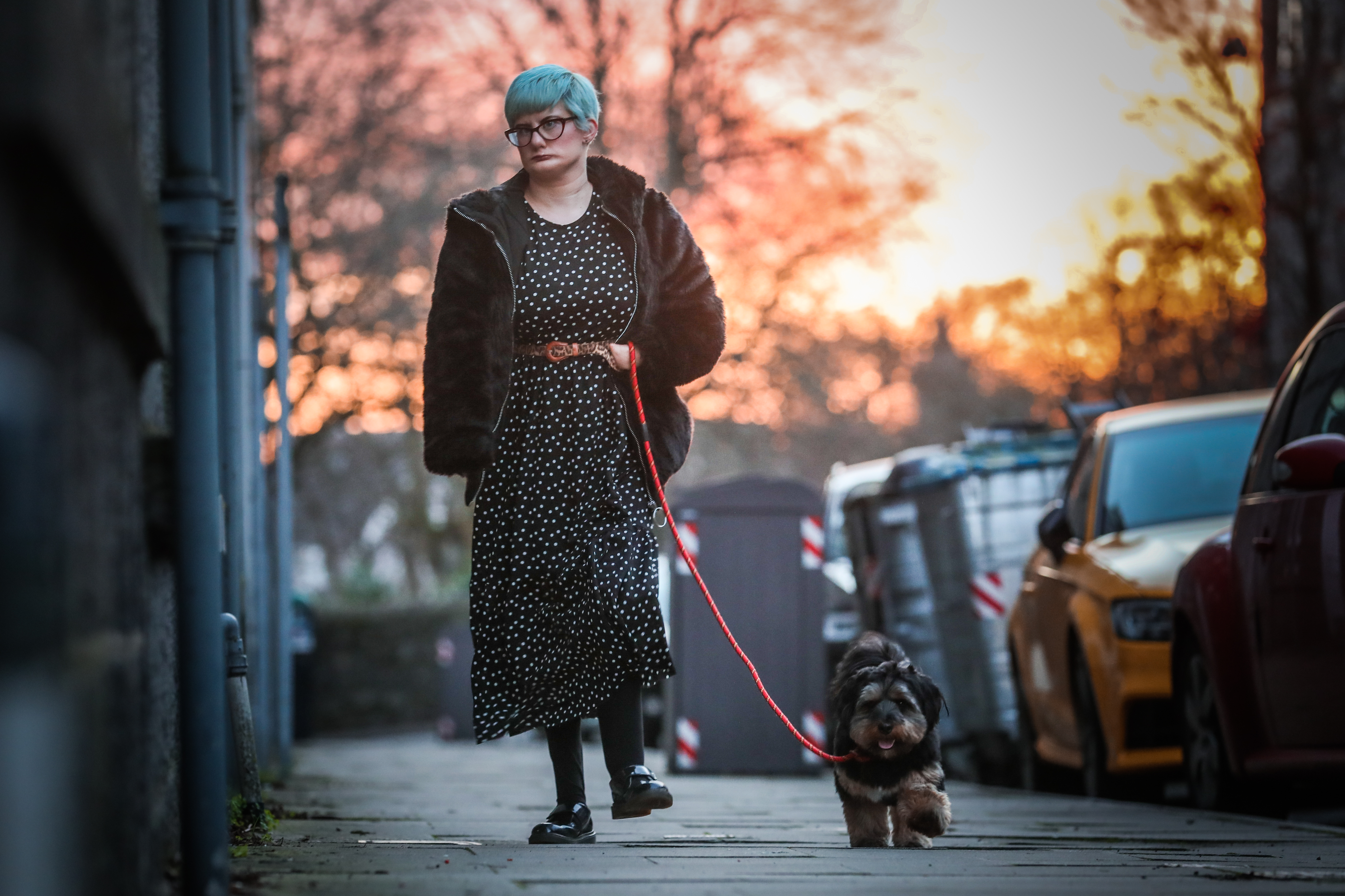 Tuesday Mennie walking her dog Hamish