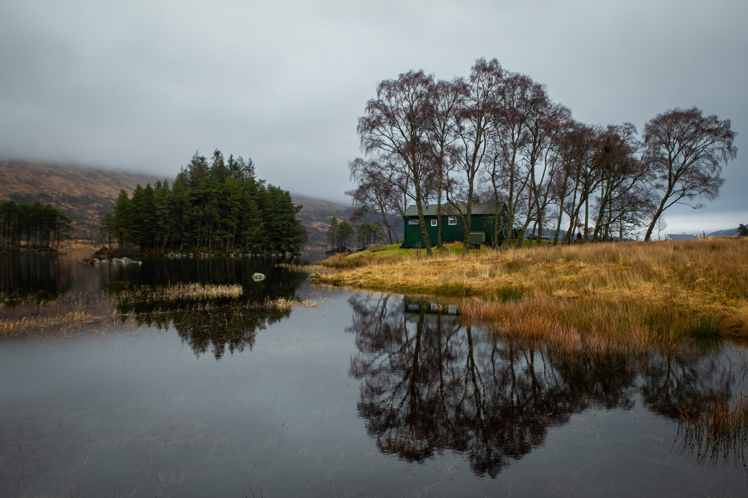 The remote Loch Ossian Youth Hostel