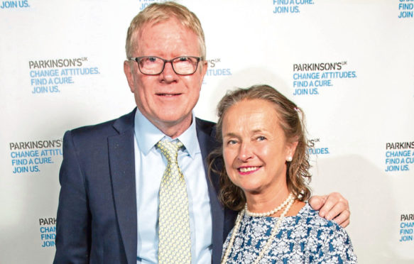 David and wife Gudrun pictured at a Parkinson’s UK Comedy Gala in 2018