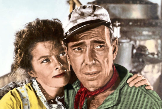 Katharine starring in The African Queen with Humphrey Bogart, 1951