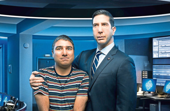 Nick Mohammed and David Schwimmer in security force caper Intelligence
