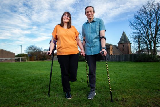 Husband and wife amputees Brian and Valerie Murray in Eastriggs, Annan last week