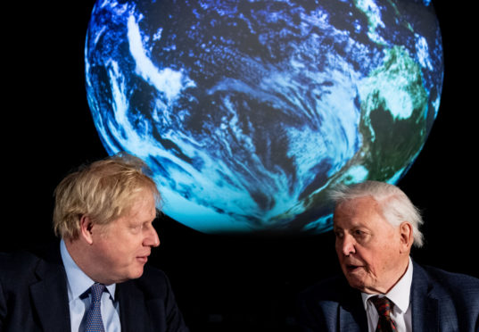 Boris Johnson and Sir David Attenborough at the launch of the next COP26 UN Climate Summit.