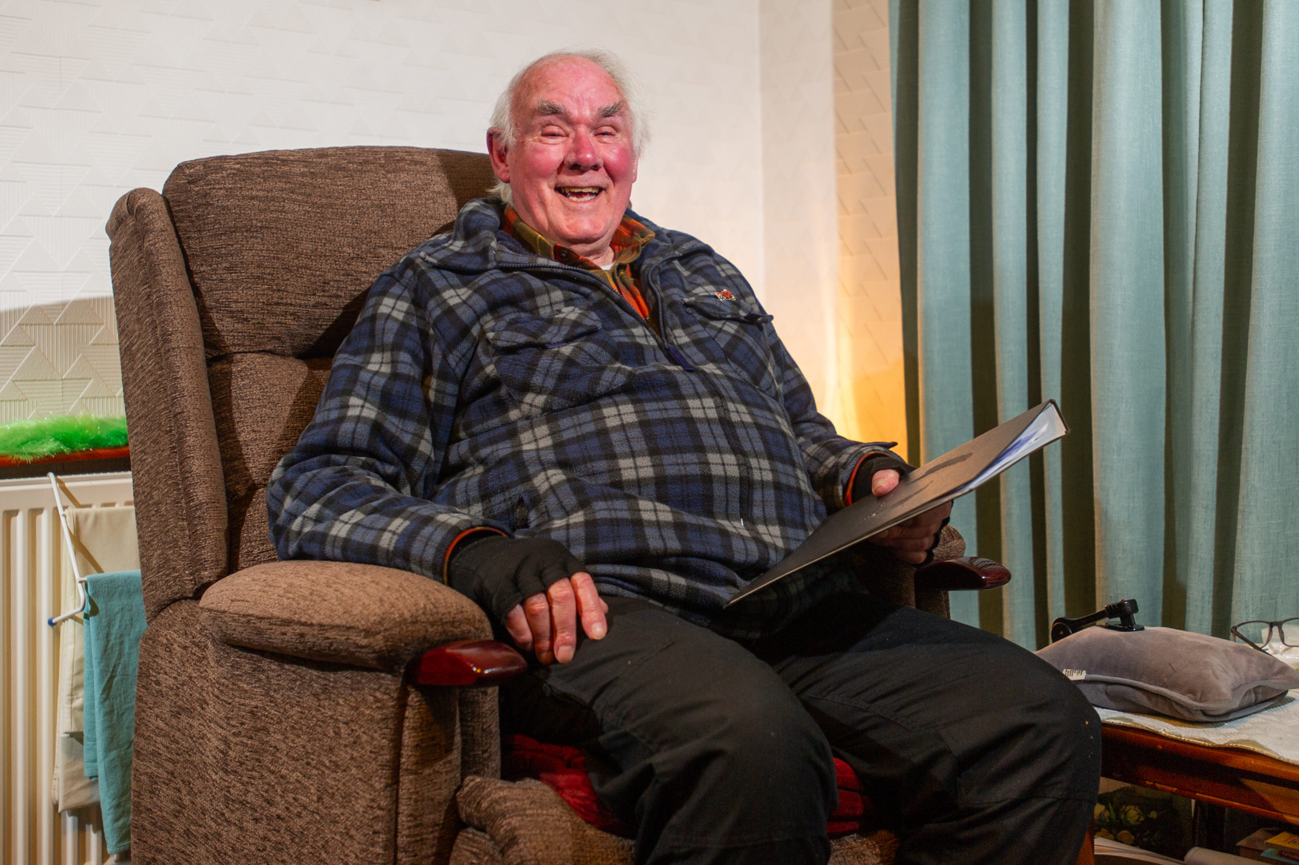 Pensioner Charles Taylor in his chair