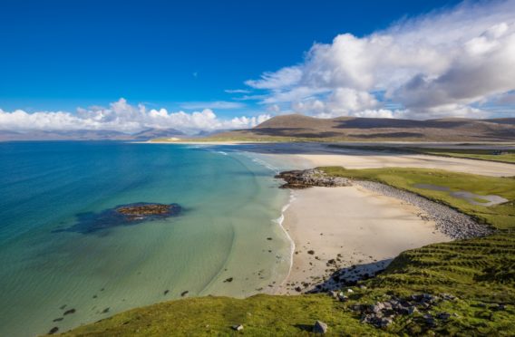 Enjoy a romantic stroll along Luskentyre Sands, on the Isle of Harris