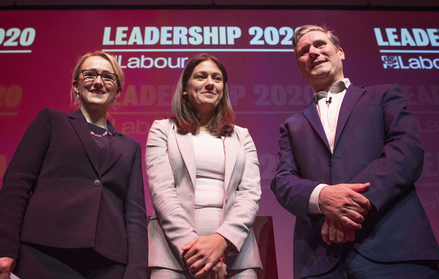 Labour leadership candidates Rebecca Long-Bailey, Lisa Nandy and Sir Keir Starmer after the Labour leadership hustings in Glasgow