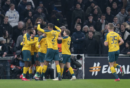 Celtic celebrate going a goal up