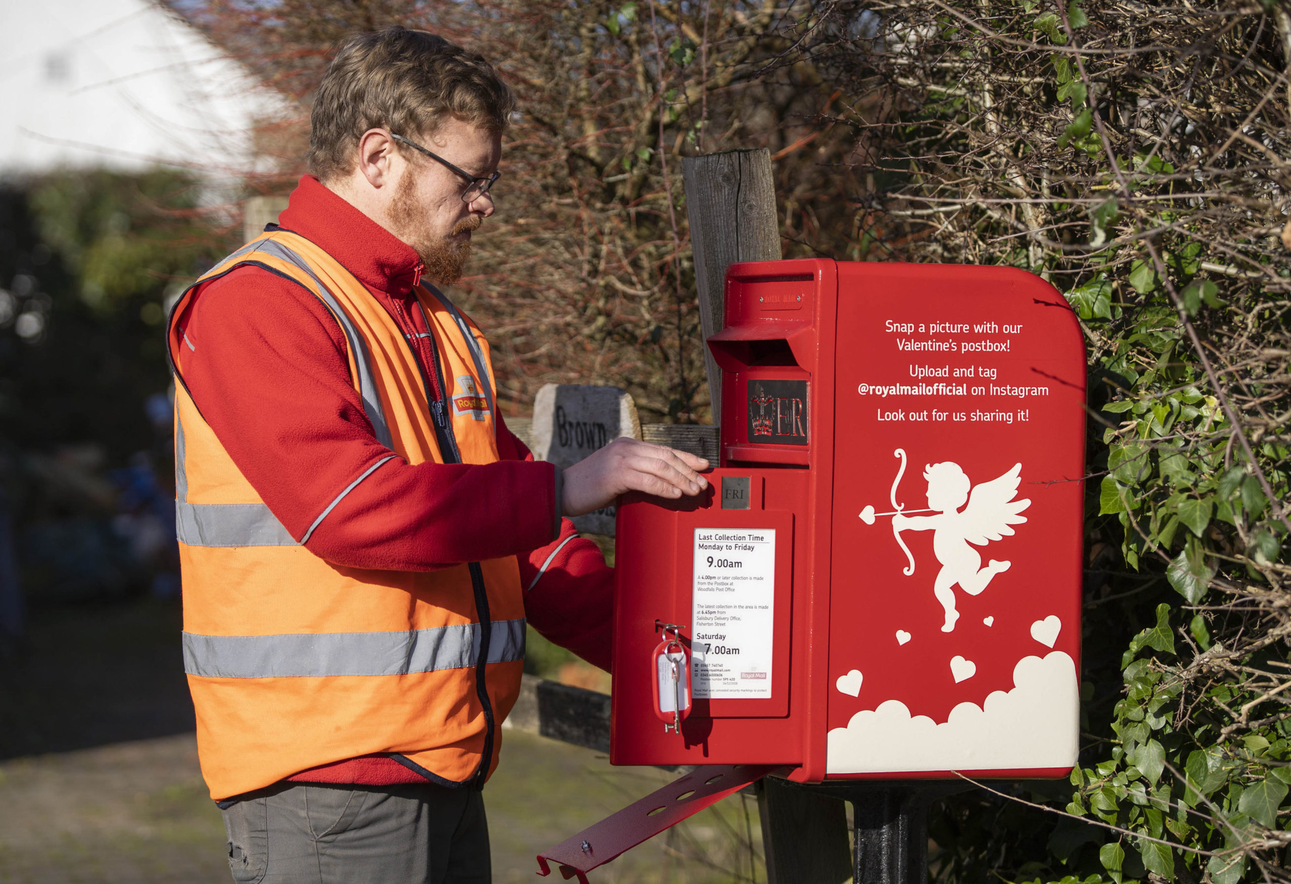 A specially designed Royal Mail post box is unveiled in Lover, Wiltshire
