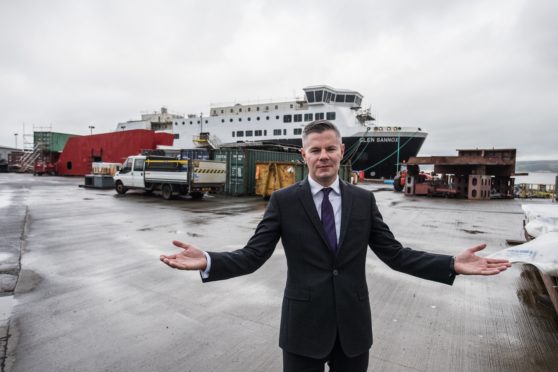 Finance Secretary Derek Mackay at the yard after it was nationalised.