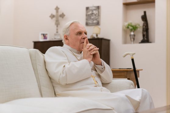 Sir Anthony Hopkins as Cardinal Ratzinger/Pope Benedict in The Two Popes