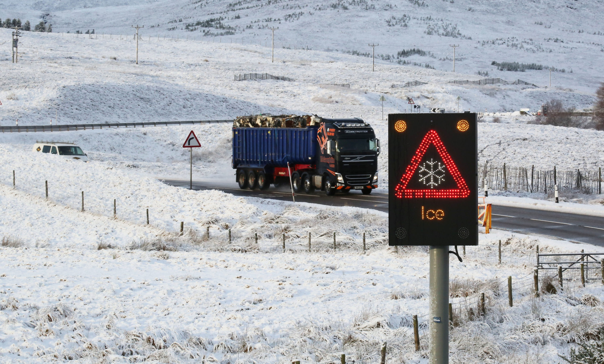 Snow and Ice warnings on the A835 Inverness to Ullapool road earlier this year