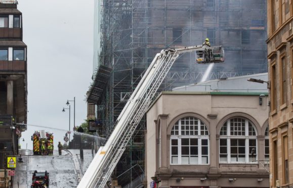 Firefighters attending the scene of the 2018 fire at the Glasgow School of Art's Mackintosh building