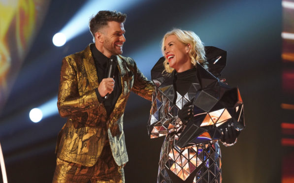 Presenter Joel Dommett with Denise Van Outen