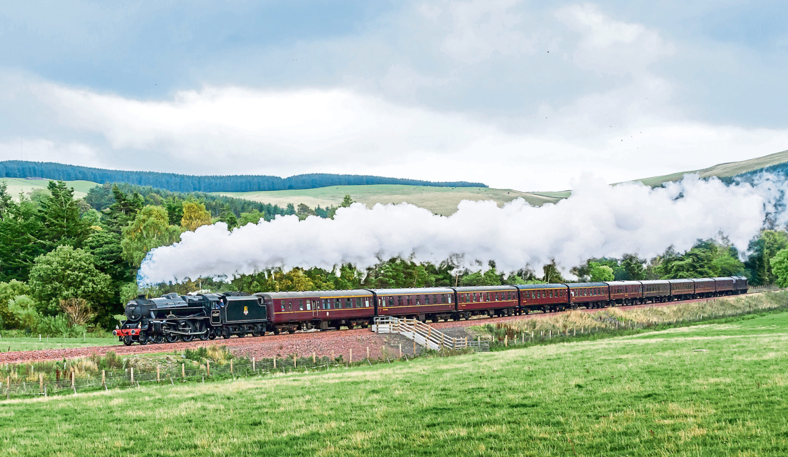 Steam locomotive on the Borders Railway line