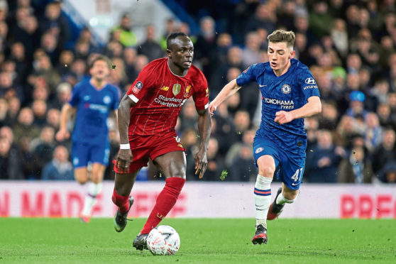 Billy Gilmour chases down Sadio Mane during Chelsea’s recent clash with Liverpool