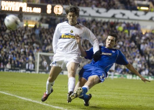 Ian Murray tackles Santiago Solari of Inter Milan back in September 2005