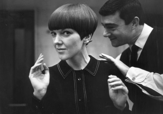 Mary Quant has a cut by hairdresser Vidal Sassoon in 1964