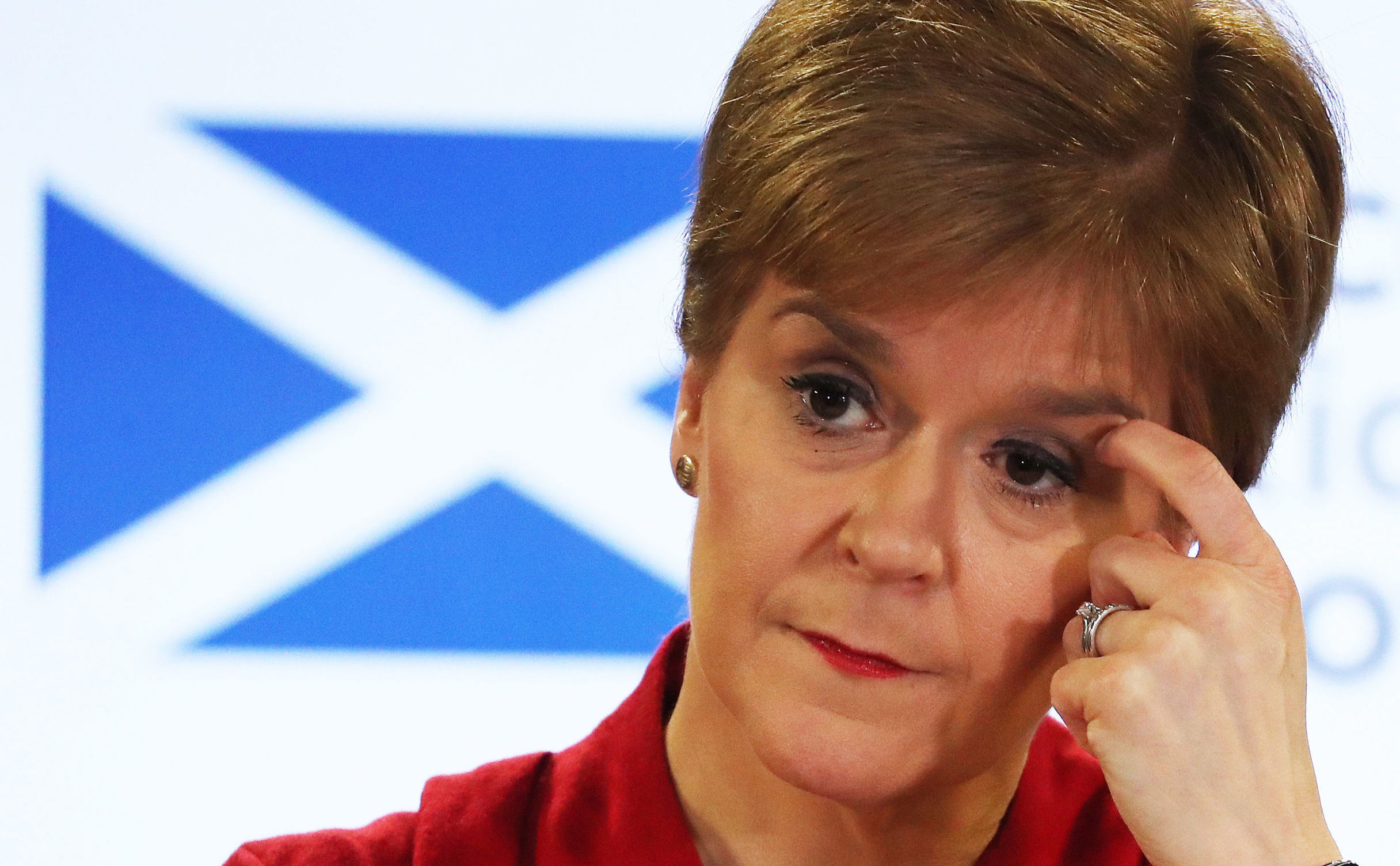 Nicola Sturgeon speaking during a briefing on coronavirus in Edinburgh