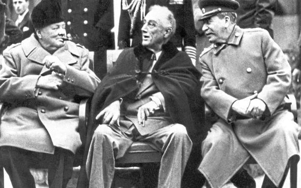 Winston Churchill, Franklin D Roosevelt and Joseph Stalin at the Yalta Conference in February 1945